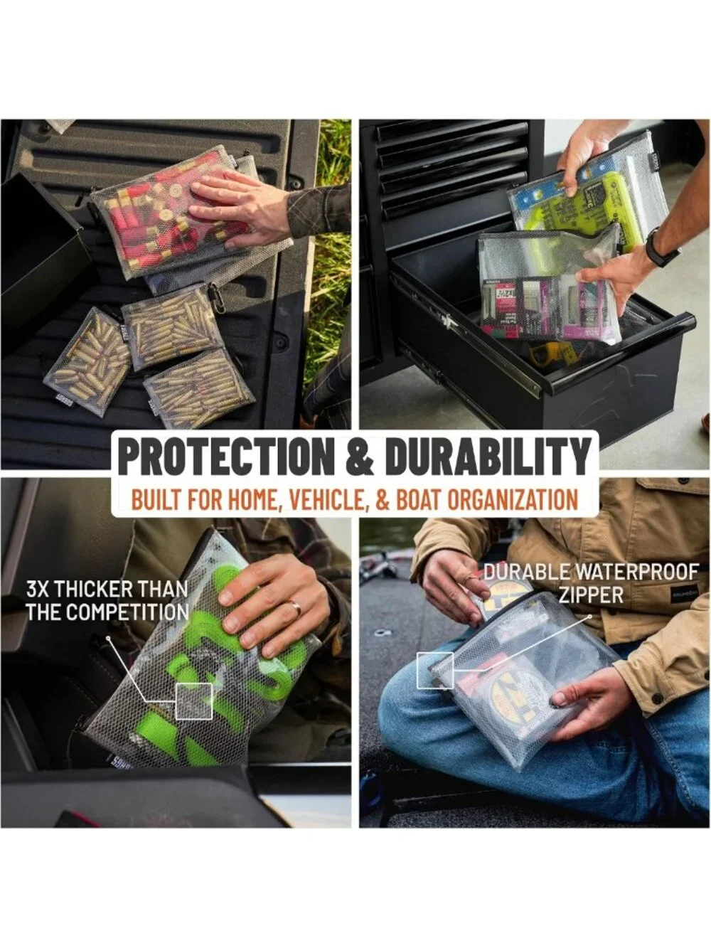 Multi-Size Clear Zipper Pouch Set - Cable Organizer & Travel Bag for Tech Gear